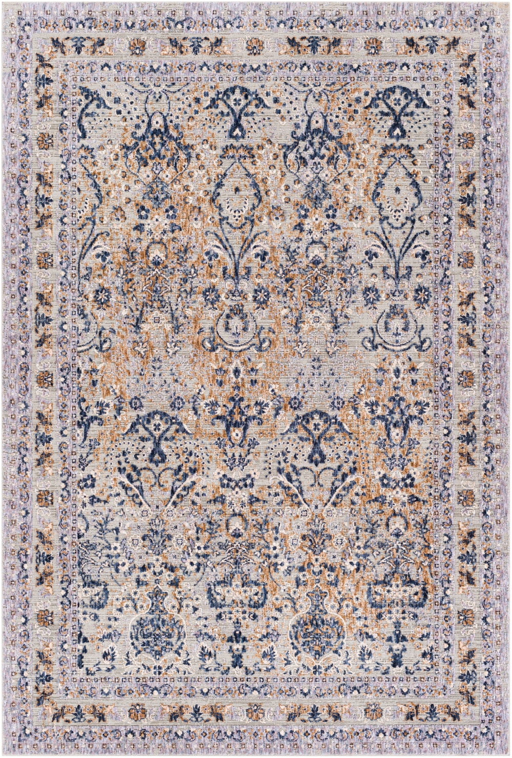 Infinity INF-2301 Traditional Polyester Rug INF2301-81012 Dark Blue, Pale Blue, Camel, Medium Gray, Light Gray, Beige, Cream 100% Polyester 8'10" x 12'