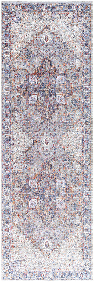 Infinity INF-2304 Traditional Polyester Rug INF2304-2673 Dark Blue, Camel, Rust, Pale Blue, Medium Gray, Light Gray, Cream 100% Polyester 2'6" x 7'3"