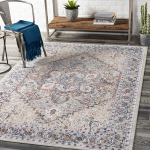Infinity INF-2304 Traditional Polyester Rug INF2304-81012 Dark Blue, Camel, Rust, Pale Blue, Medium Gray, Light Gray, Cream 100% Polyester 8'10" x 12'