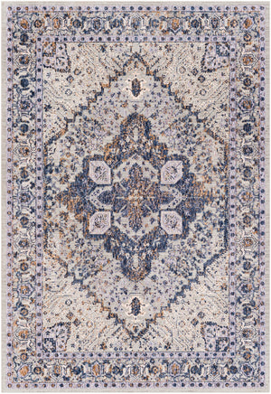 Infinity INF-2305 Traditional Polyester Rug INF2305-81012 Dark Blue, Pale Blue, Camel, Medium Gray, Light Gray, Beige, Cream 100% Polyester 8'10" x 12'