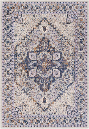 Infinity INF-2305 Traditional Polyester Rug INF2305-81012 Dark Blue, Pale Blue, Camel, Medium Gray, Light Gray, Beige, Cream 100% Polyester 8'10" x 12'