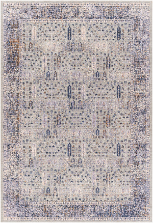 Infinity INF-2307 Traditional Polyester Rug INF2307-81012 Dark Blue, Pale Blue, Camel, Medium Gray, Light Gray, Cream 100% Polyester 8'10" x 12'