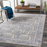 Infinity INF-2307 Traditional Polyester Rug INF2307-81012 Dark Blue, Pale Blue, Camel, Medium Gray, Light Gray, Cream 100% Polyester 8'10" x 12'