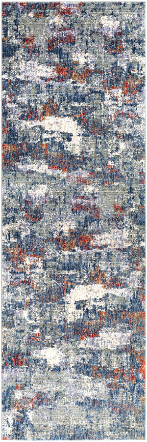 Infinity INF-2308 Modern Polyester Rug INF2308-2673 Dark Blue, Denim, Rust, Pale Blue, Camel, Medium Gray, Light Gray, Beige, Cream 100% Polyester 2'6" x 7'3"