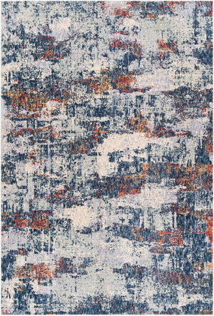 Infinity INF-2308 Modern Polyester Rug INF2308-81012 Dark Blue, Denim, Rust, Pale Blue, Camel, Medium Gray, Light Gray, Beige, Cream 100% Polyester 8'10" x 12'