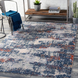 Infinity INF-2308 Modern Polyester Rug INF2308-81012 Dark Blue, Denim, Rust, Pale Blue, Camel, Medium Gray, Light Gray, Beige, Cream 100% Polyester 8'10" x 12'