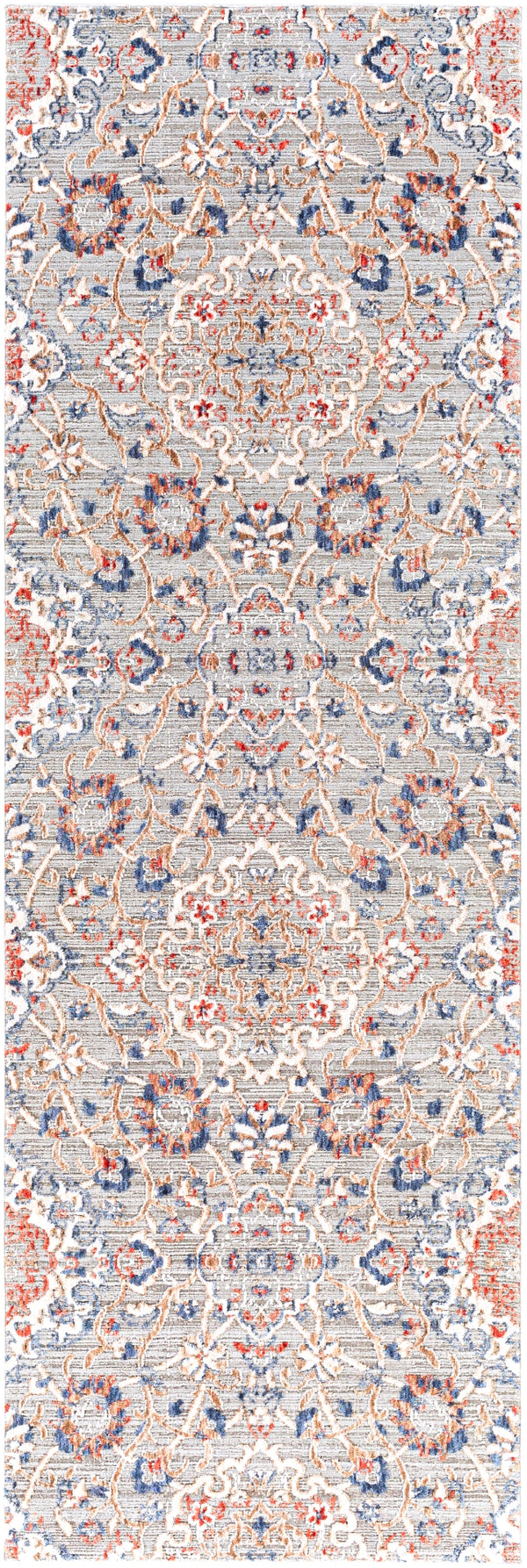 Infinity INF-2309 Traditional Polyester Rug INF2309-2673 Dark Blue, Denim, Rust, Camel, Medium Gray, Light Gray, Beige, Cream 100% Polyester 2'6" x 7'3"