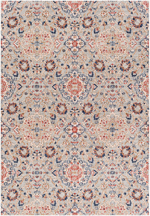 Infinity INF-2309 Traditional Polyester Rug INF2309-81012 Dark Blue, Denim, Rust, Camel, Medium Gray, Light Gray, Beige, Cream 100% Polyester 8'10" x 12'