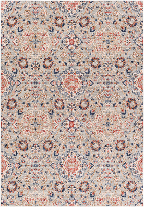Infinity INF-2309 Traditional Polyester Rug INF2309-81012 Dark Blue, Denim, Rust, Camel, Medium Gray, Light Gray, Beige, Cream 100% Polyester 8'10" x 12'