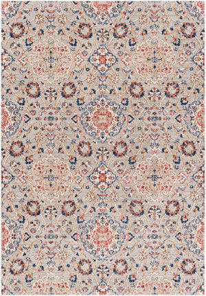 Infinity INF-2309 Traditional Polyester Rug INF2309-81012 Dark Blue, Denim, Rust, Camel, Medium Gray, Light Gray, Beige, Cream 100% Polyester 8'10" x 12'