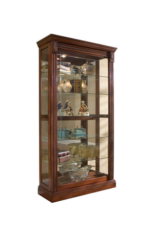 Pulaski Furniture Lighted Sliding Door 5 Shelf Curio Cabinet in Cherry Brown 20485-PULASKI 20485-PULASKI