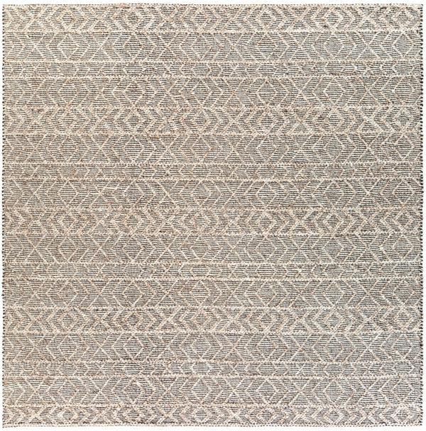 Ingrid ING-2000 Modern Viscose, Wool Rug ING2000-8SQ Black, Ivory, Taupe 65% Viscose, 35% Wool 8' Square