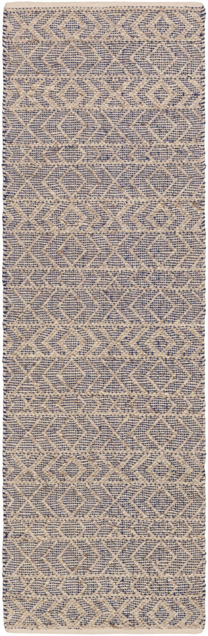 Ingrid ING-2003 Modern Viscose, Wool Rug ING2003-268 Dark Blue, Ivory, Taupe 65% Viscose, 35% Wool 2'6" x 8'