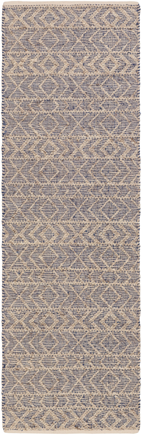 Ingrid ING-2003 Modern Viscose, Wool Rug ING2003-268 Dark Blue, Ivory, Taupe 65% Viscose, 35% Wool 2'6" x 8'