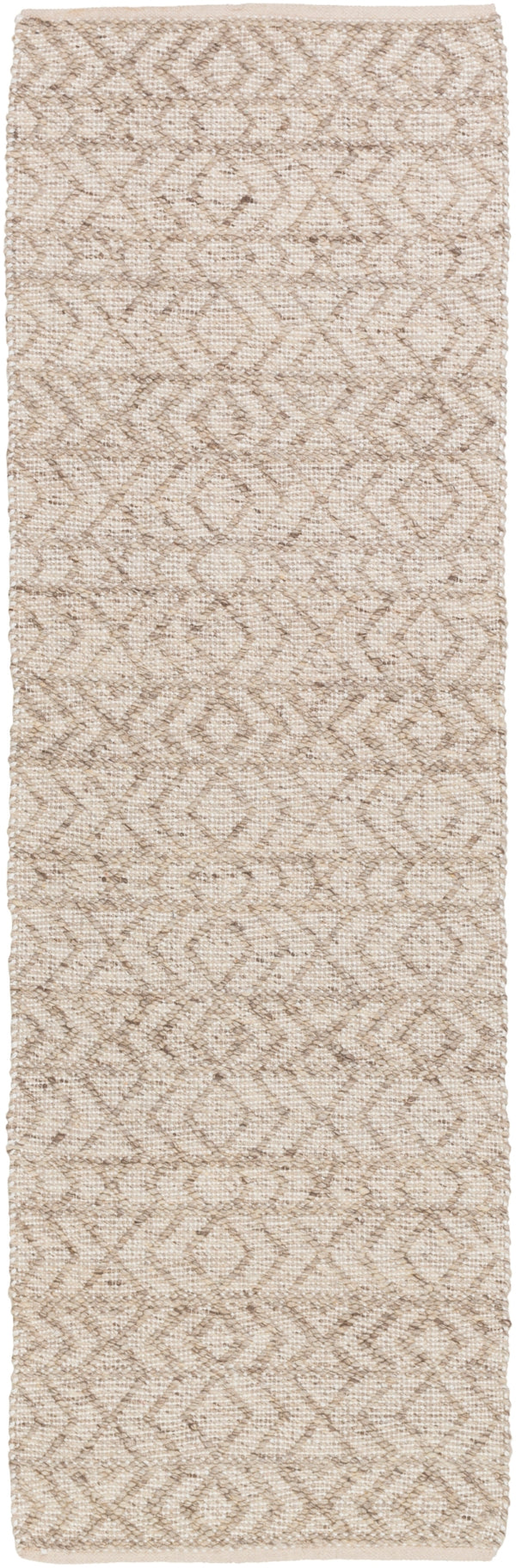 Ingrid ING-2004 Modern Viscose, Wool Rug ING2004-312 White, Ivory, Taupe 65% Viscose, 35% Wool 3' x 12'