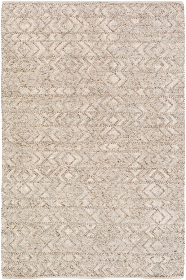 Ingrid ING-2004 Modern Viscose, Wool Rug ING2004-913 White, Ivory, Taupe 65% Viscose, 35% Wool 9' x 13'