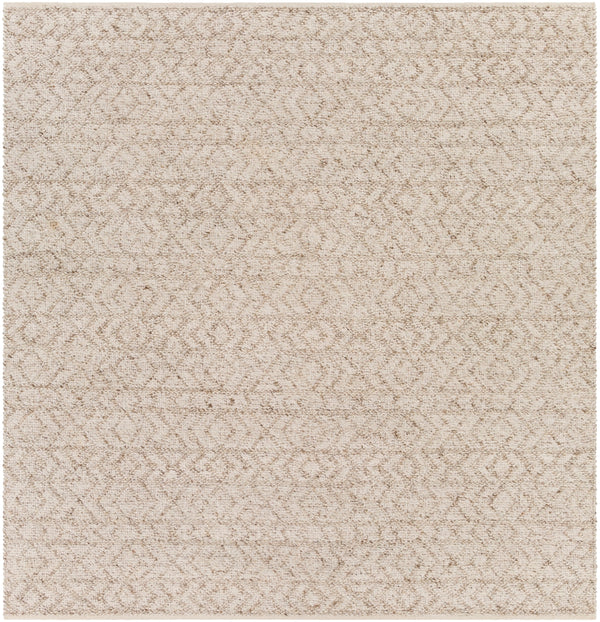 Ingrid ING-2004 Modern Viscose, Wool Rug ING2004-8SQ White, Ivory, Taupe 65% Viscose, 35% Wool 8' Square