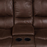 Porter Designs Ramsey Leather-Look seat Transitional Reclining Console Love Brown 03-112C-02-6016