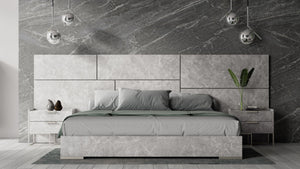 VIG Furniture Nova Domus Marbella - Italian Modern Grey Marble Bed w/ 2 Nightstands VGACMARBELLA-GRY-BED