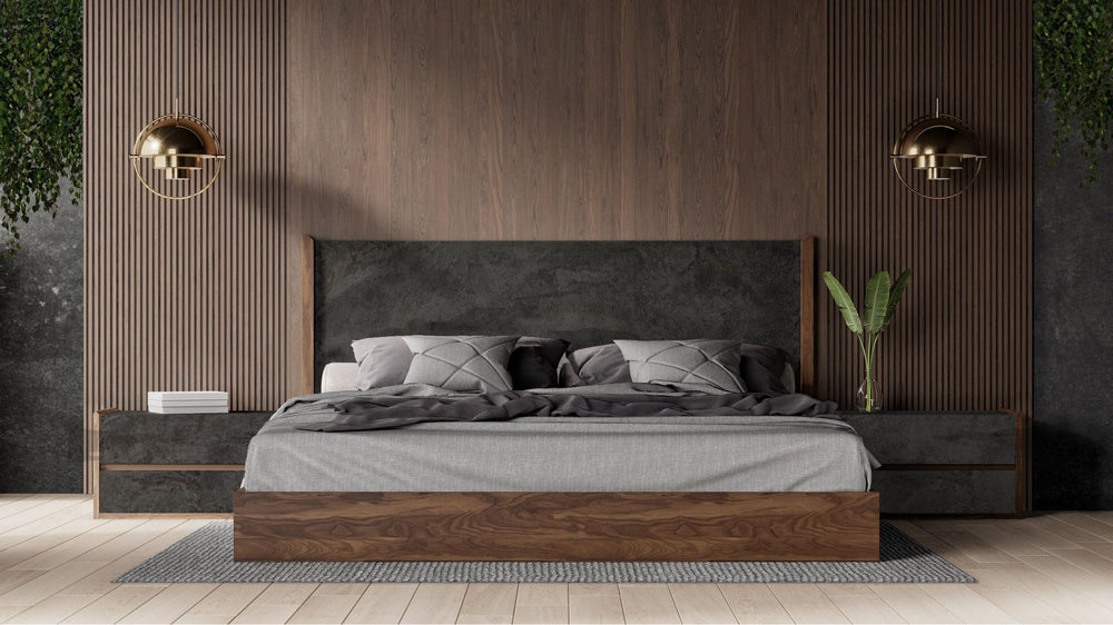 VIG Furniture Nova Domus Rado - Modern Walnut & Volcanic Slate Bed VGACRADO-WAL-BED