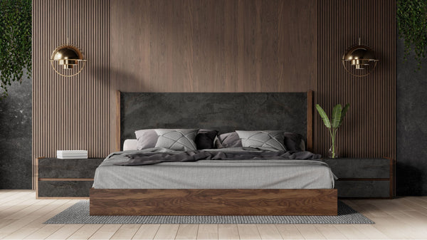 VIG Furniture Nova Domus Rado - Modern Walnut & Volcanic Slate Bed VGACRADO-WAL-BED