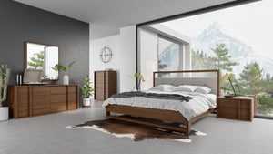 VIG Furniture Nova Domus Falcor - Modern Grey Fabric & Walnut Veneer Bed VGMABR-107-BED