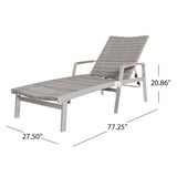 Oxton Outdoor Wicker and Aluminum Chaise Lounges, Gray Finish Noble House