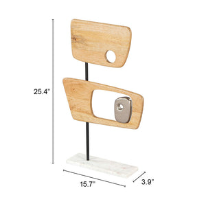 Zuo Modern Wize Mango Wood, Aluminum, Marble Modern Commercial Grade Table Art Silver, White, Natural Mango Wood, Aluminum, Marble