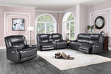 Porter Designs Ennis Triple Power Transitional Reclining Sofa Black 03-202C-01-4830