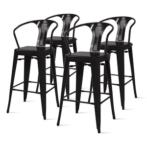 Metropolis Metal Counter Stool - Set of 4 - Black