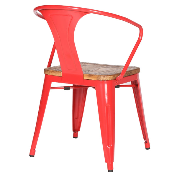 Metropolis Metal Arm Chair - Set of 4 Red