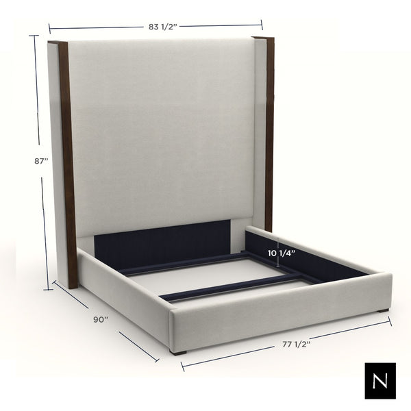 Nativa Interiors Irenne Box Tufted Upholstered High 87" Solid + Manufactured Wood / Revolution Performance Fabrics® Commercial Grade Panel Bed Off White California King - 83.00"W x 90.00"D x 87.00"H