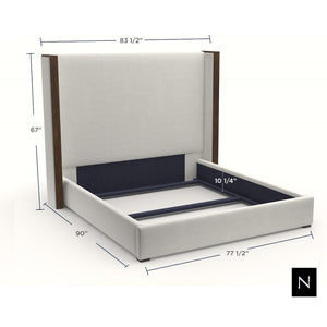 Nativa Interiors Irenne Box Tufted Upholstered Medium 67" Solid + Manufactured Wood / Revolution Performance Fabrics® Commercial Grade Panel Bed Off White California King - 83.00"W x 90.00"D x 67.00"H