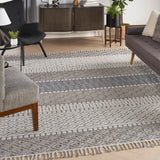 Nourison Elwood ELW03 Modern & Contemporary Machine Made Power-loomed Indoor only Area Rug Ivory/Slate 9' x 12'2" 99446885425