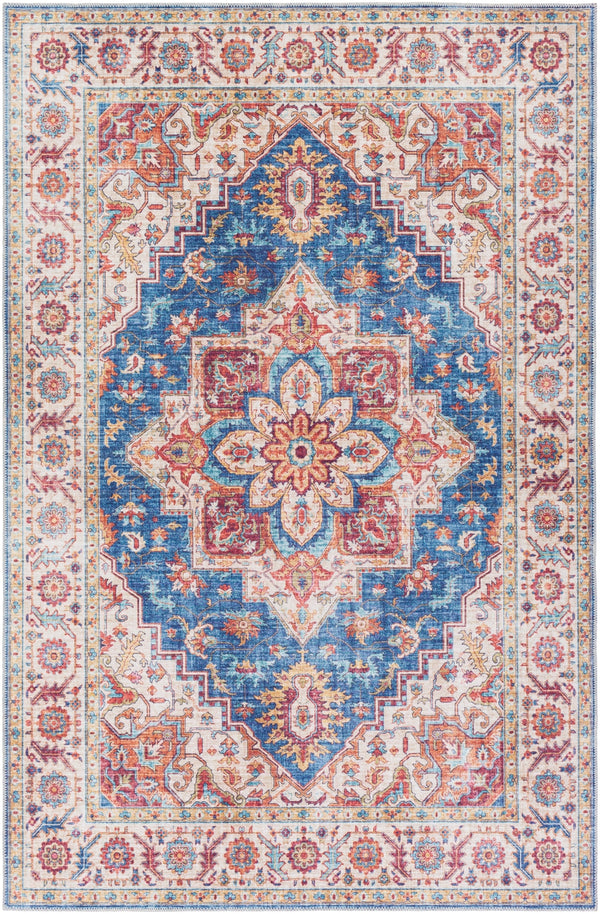 Iris IRS-2300 Traditional Polyester Rug IRS2300-912 Navy, Ice Blue, Ivory, Bright Yellow, Wheat, Mauve, Dark Red, Burnt Orange 100% Polyester 9' x 12'