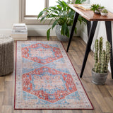 Iris IRS-2313 Traditional Polyester Rug IRS2313-2676 Burnt Orange, Bright Blue, Denim, Beige, Blush, Peach 100% Polyester 2'6" x 7'6"