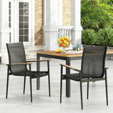 Noble House Barrister Outdoor Mesh and Aluminum Dining Chairs, Black and Natural (Set of 2)