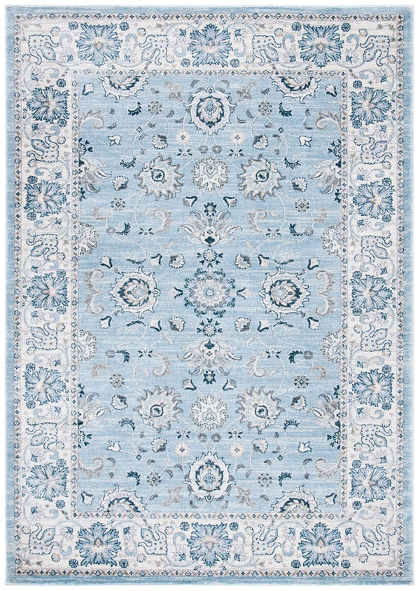 Isabella 940 Transitional Power Loomed Polypropylene Pile Rug Light Blue / Cream