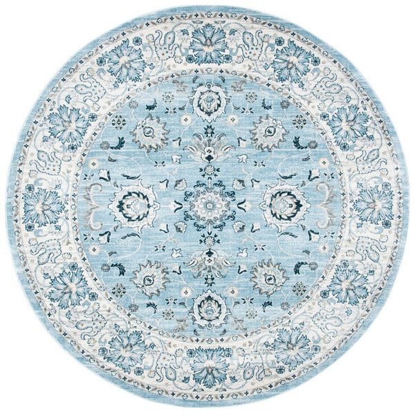 Isabella 940 Transitional Power Loomed Polypropylene Pile Rug Light Blue / Cream