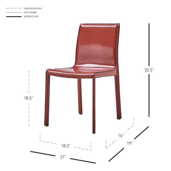 Gervin Recycled Leather Chair Set of 2 - Modern Minimalist Design with Sturdy Steel Frame