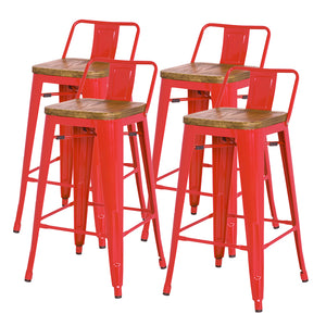 Metropolis Low-Back Counter Stool Set of 4 - Stylish Retro Design for Modern Dining Spaces
