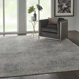 Nourison Rustic Textures RUS09 Painterly Machine Made Power-loomed Indoor Area Rug Ivory/Grey/Blue 9'3" x 12'9" 99446496454