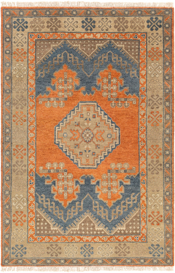 Isparta ISP-1000 Traditional Wool Rug ISP1000-912 Camel, Tan, Moss, Burnt Orange, Navy, Denim 100% Wool 9' x 12'