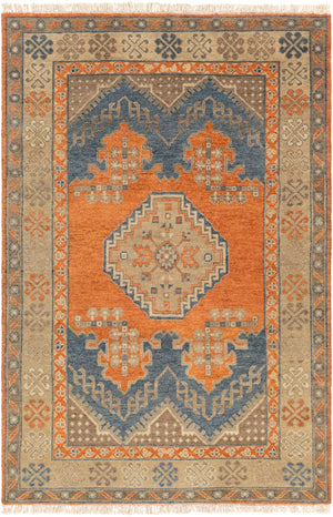 Isparta ISP-1000 Traditional Wool Rug ISP1000-912 Camel, Tan, Moss, Burnt Orange, Navy, Denim 100% Wool 9' x 12'