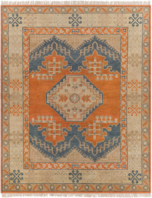 Isparta ISP-1000 Traditional Wool Rug ISP1000-810 Camel, Tan, Moss, Burnt Orange, Navy, Denim 100% Wool 8' x 10'
