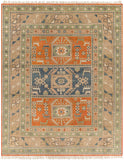 Isparta ISP-1001 Rustic Wool Rug ISP1001-810 Burnt Orange, Navy, Denim, Dark Brown, Cream, Sage, Grass Green 100% Wool 8' x 10'