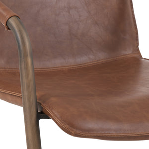 Indy Leatherette Side Chair Set of 2 - Industrial Chic Design with Rubbed Gold Frame & Easy Storage