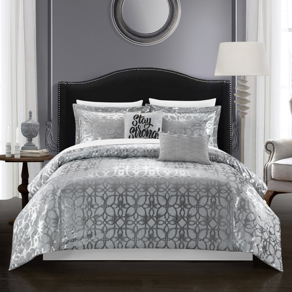 Shefield Grey Twin 4pc Comforter Set