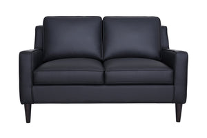 Porter Designs Lazio High Quality Leather Modern Loveseat Black 02-204C-02-5990