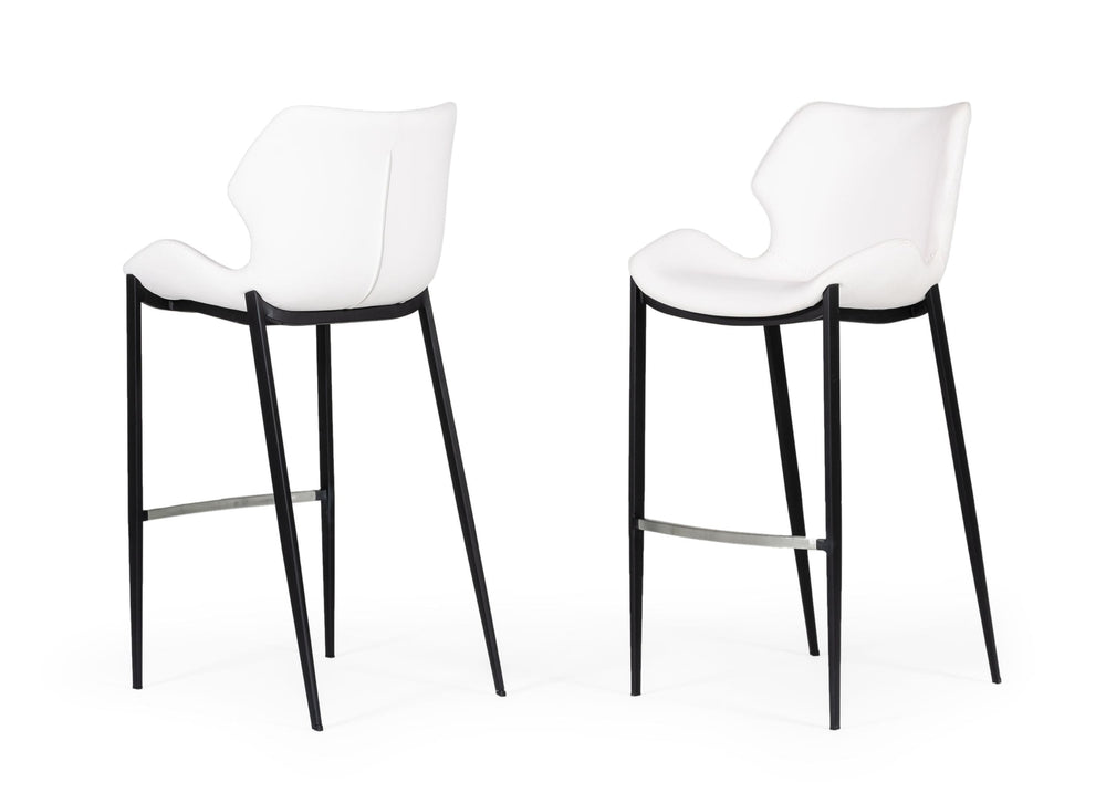 VIG Furniture Modrest Ithaca - Modern White Leatherette Bar Stool (Set of 2) VGHR5409B-WHT